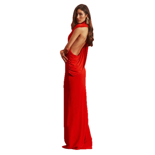 Damen Elegantes Abendkleid mit tiefem Rückenausschnitt und fließendem Drapé R&B