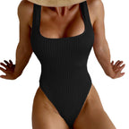 Damen Einteiler Badeanzug mit figurformendem Rippendesign R&B