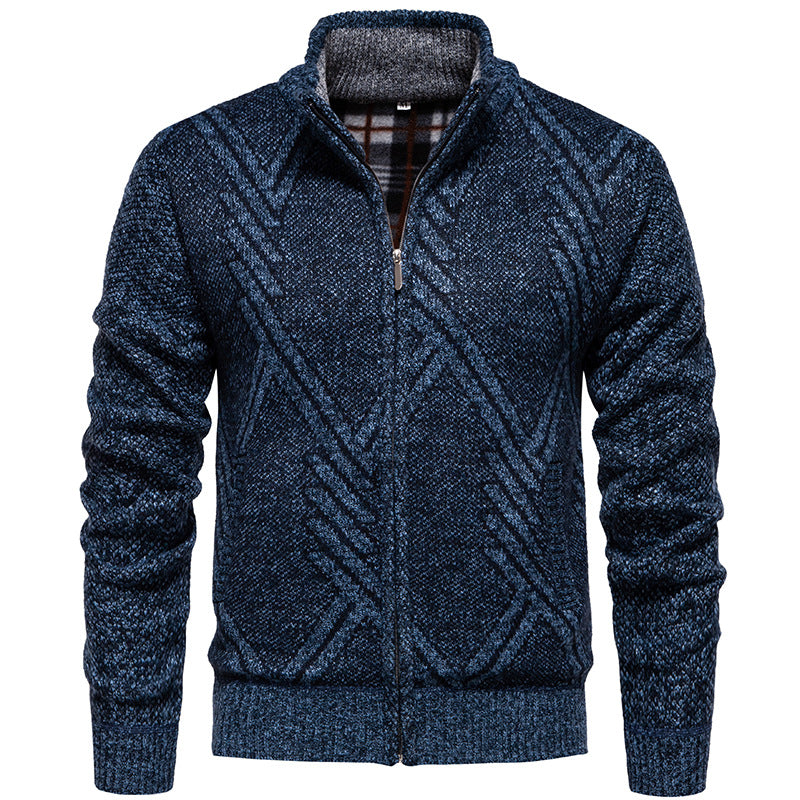 Herren sportliche Strickjacke mit modernem Zopfmuster R&B