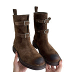 Damen Stiefel mit stylischen Schnallen und robustem Profil R&B