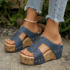 Damen Wedge-Pantoletten mit verstellbarem Riemendesign und komfortablem Fußbett