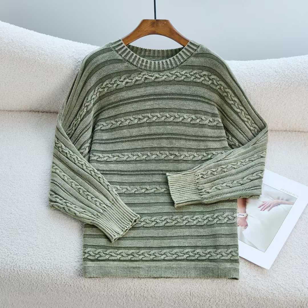 Damen Modischer Strickpullover mit strukturiertem Muster und weitem Schnitt R&B