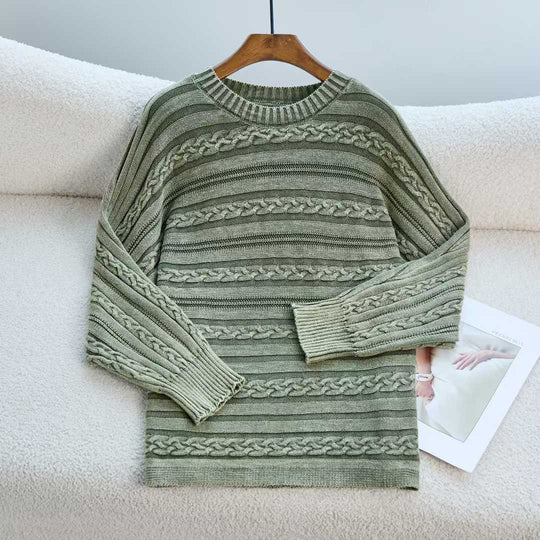 Damen Modischer Strickpullover mit strukturiertem Muster und weitem Schnitt R&B