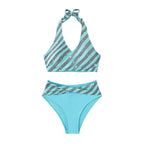 Damen Triangel-Bikini mit glitzerndem Streifenmuster
