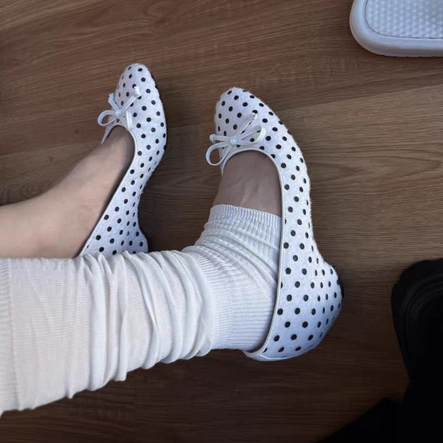 Damen Ballerinas mit klassischem Punktedesign und individuell anpassbarem Riemen R&B