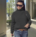 Damen Grobstrickpullover mit hohem Kragen und strukturiertem Armdesign R&B