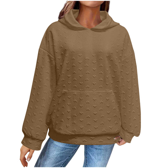 Damen Kapuzenpullover mit strukturiertem Herzmuster R&B