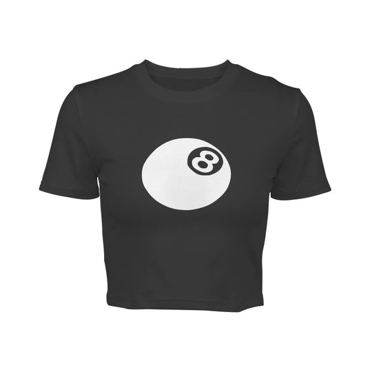 Damen cropped T-Shirt mit einzigartigem 8-Ball-Motiv und lässigem Schnitt R&B