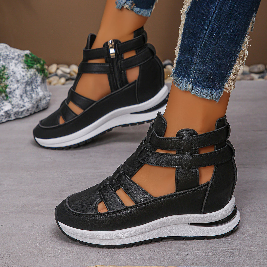 Damen Wedge-Sneaker mit verstellbaren Riemen und atmungsaktiver Sohle R&B