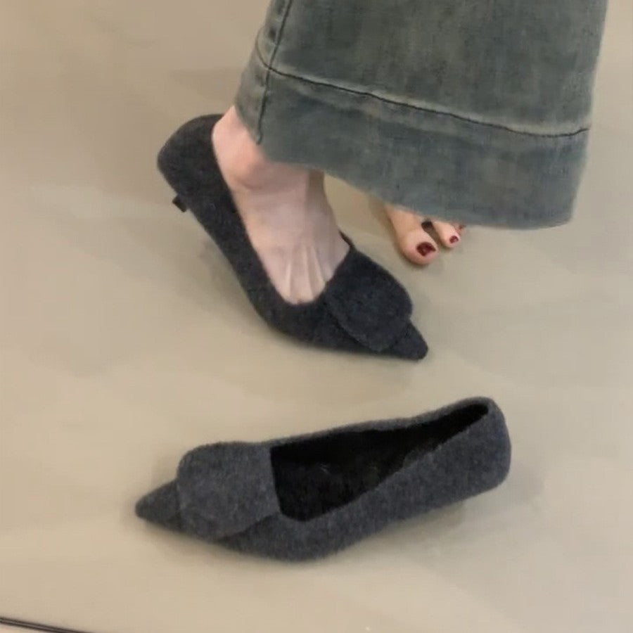 Damen Filz-Pantoletten mit spitzem Design und kuscheligem Innenfutter R&B
