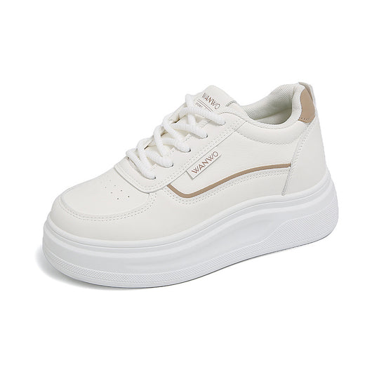 Damen modische Plateau Sneakers mit glattem Obermaterial und elastischen Schnürsenkeln R&B
