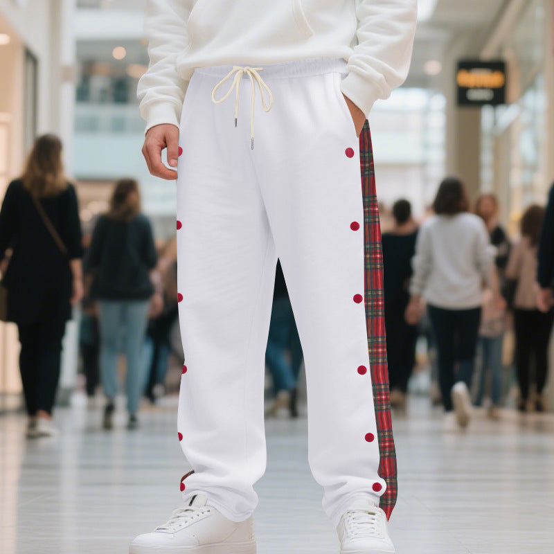 Herren Jogginghose mit seitlichen Knöpfen und pattern akzenten R&B