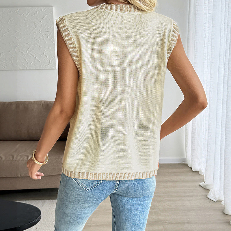 Damen Strickweste mit Knopfleiste und Taschen R&B