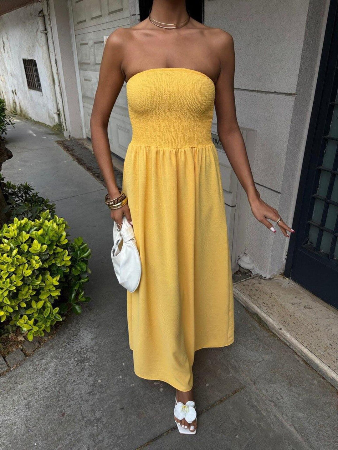 Damen Strickmaxikleid mit elastischem Oberteil R&B