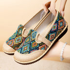 Damen Gemusterte Slip-On Schuhe mit elastischem Riemen R&B