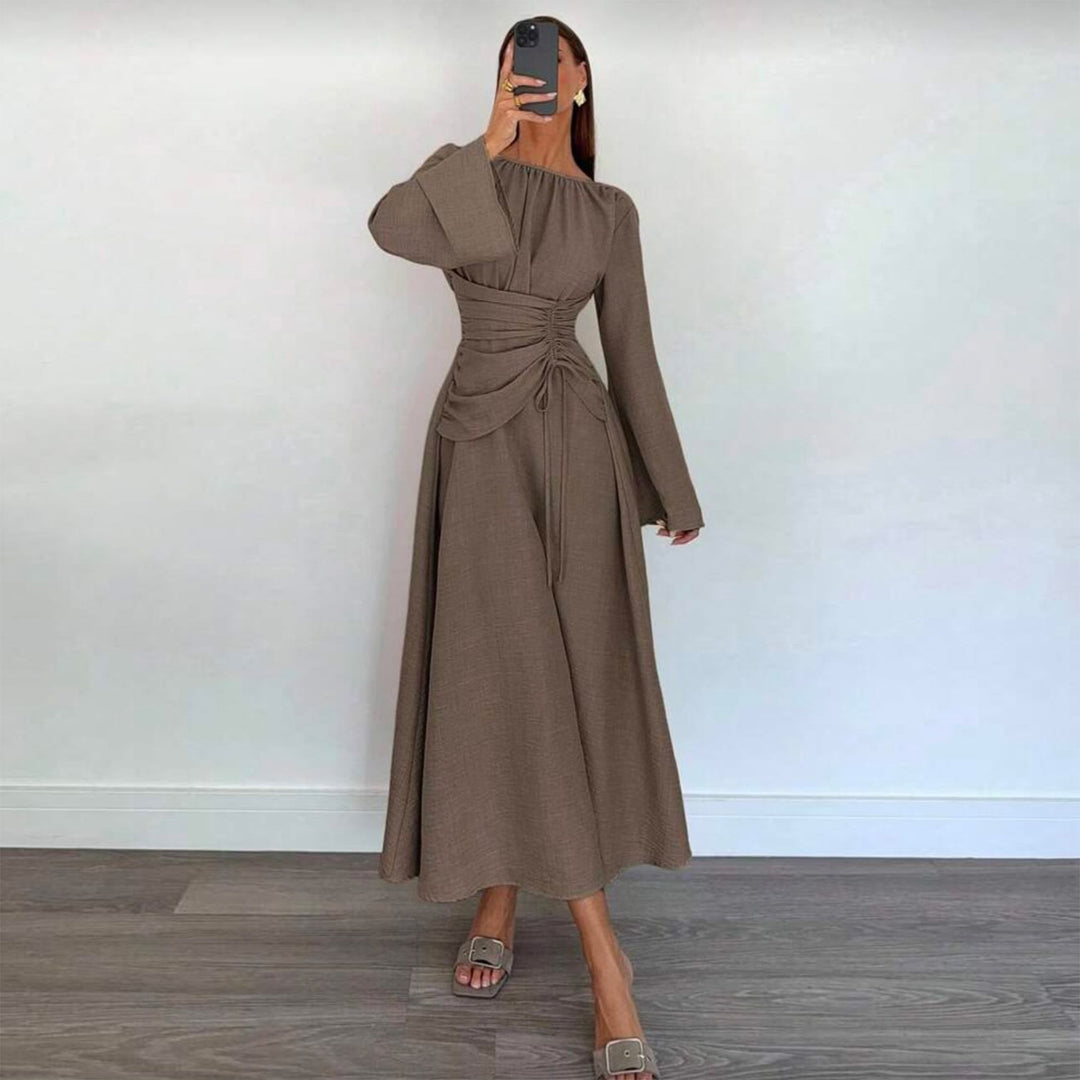 Damen Elegantes Maxikleid mit seitlichem Volant und raffinierten Drapierungen R&B