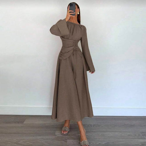 Damen Elegantes Maxikleid mit seitlichem Volant und raffinierten Drapierungen R&B