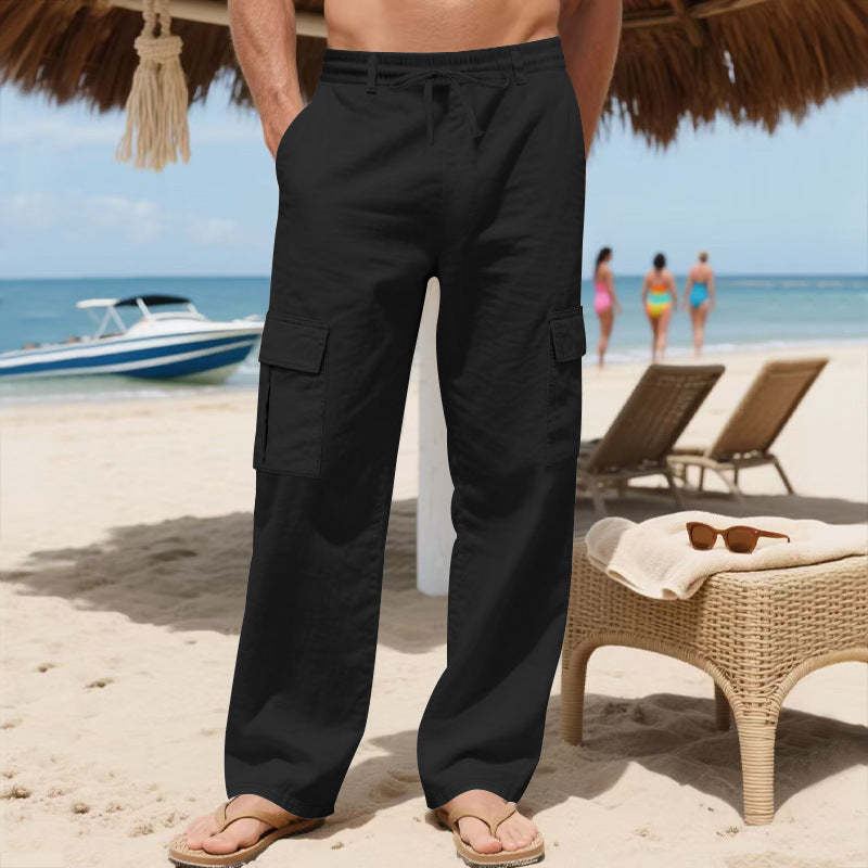 Herren lässige Cargo-Hose mit elastischem Bund und seitlichen Taschen R&B