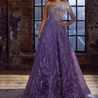Damen Elegantes Abendkleid mit asymmetrischem Design und funkelnden Applikationen R&B