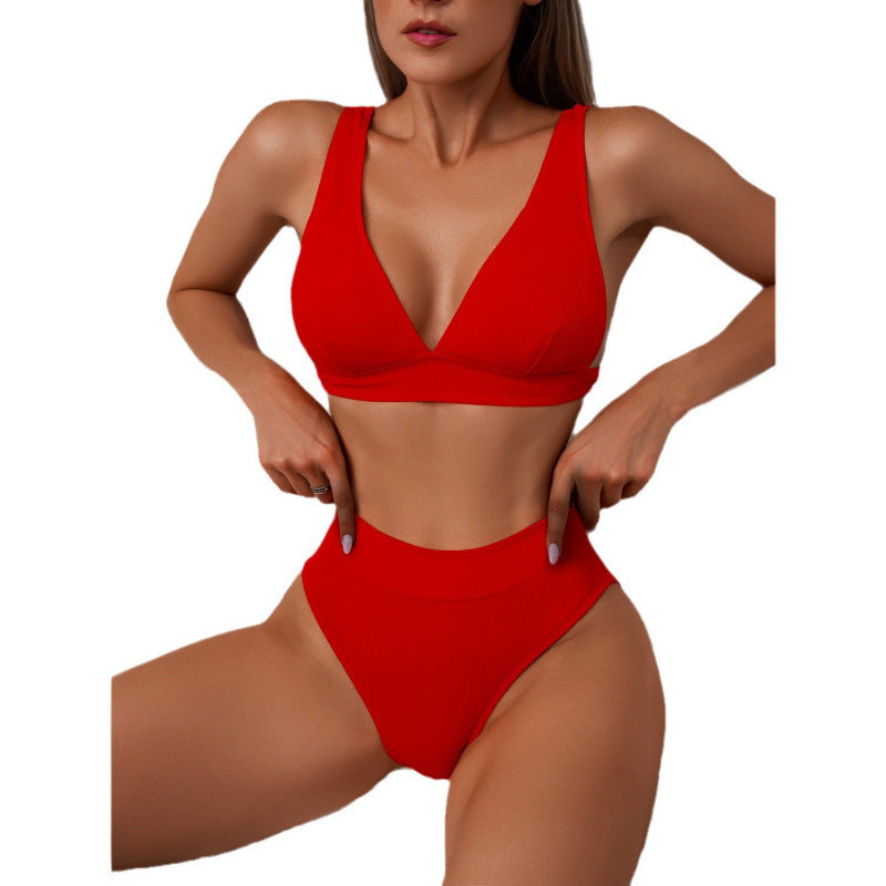 Damen Hoch geschnittener Bikini mit atmungsaktivem Oberteil und elastischem Bund R&B