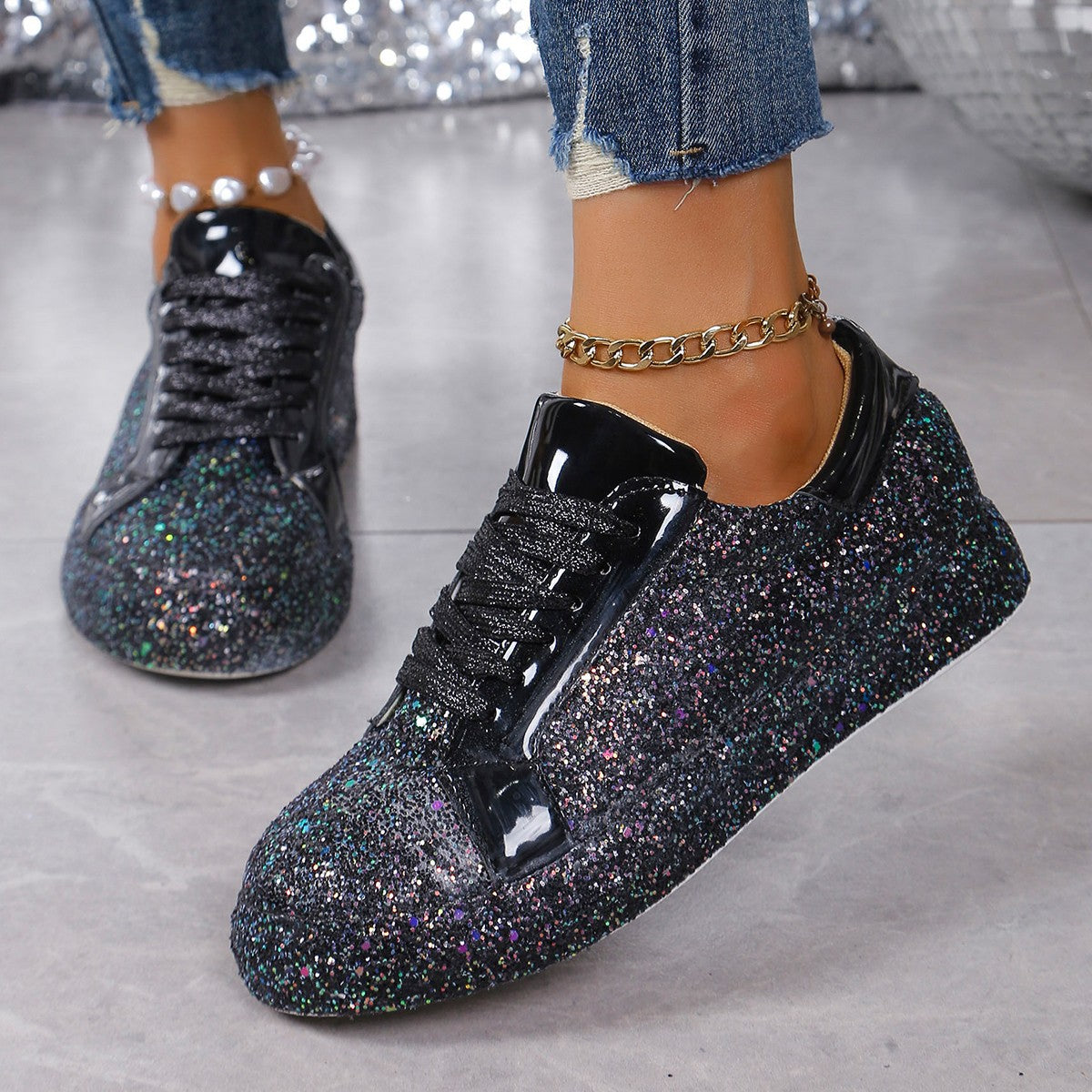 Damen Glitzernde Sneakers mit hohem Komfort und modischem Design R&B