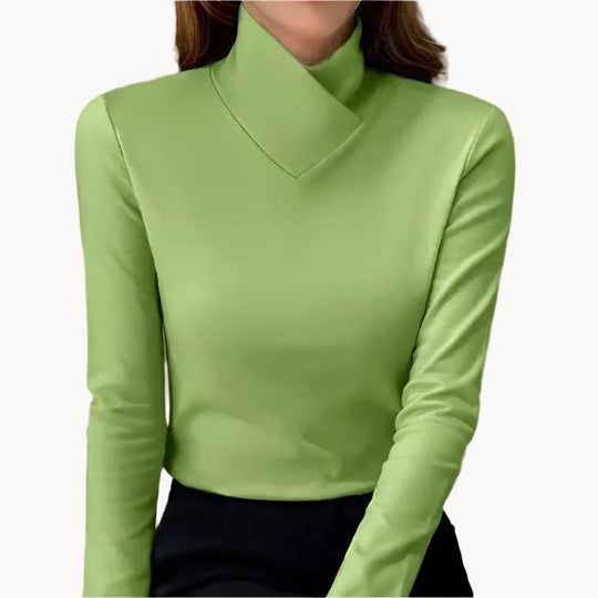 R&B | Bluse mit Asymmetrischem Kragen Langarm-design Elegant und Modern