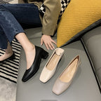 Damen elegante Blockabsatz-Pumps mit geschmeidiger Oberfläche