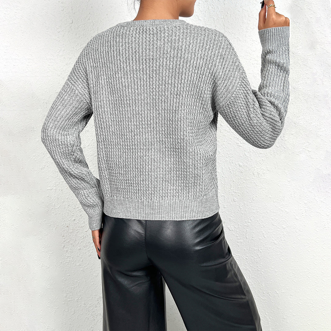 Damen Feinstrickpullover mit V-Ausschnitt und langen Ärmeln R&B