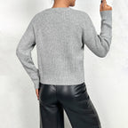 Damen Feinstrickpullover mit V-Ausschnitt und langen Ärmeln R&B