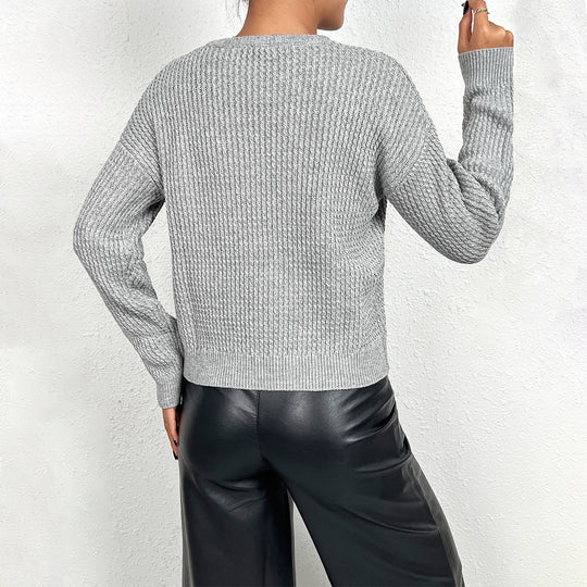 Damen Feinstrickpullover mit V-Ausschnitt und langen Ärmeln R&B