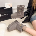 Damen warme Stiefel mit weichem Innenfutter und verstellbarem Schnallenverschluss