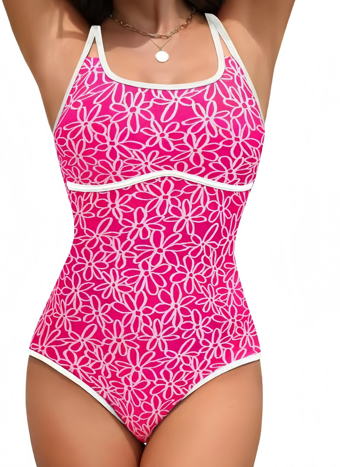 Damen Einteiliger Badeanzug mit floralem Design und hohem Beinausschnitt R&B