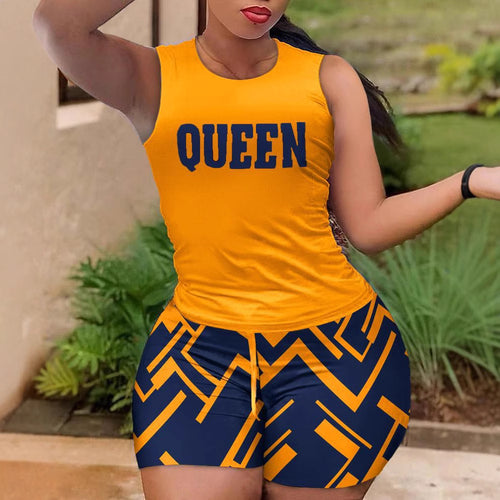 Damen Sportliches Set mit ärmellosem Oberteil und farbenfrohen Shorts R&B