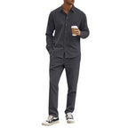 Herren elegantes Freizeitanzug mit stilvollem Hemd und bequemer Hose R&B