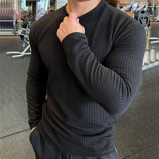 Herren Langarmshirt mit strukturiertem Gewebe R&B