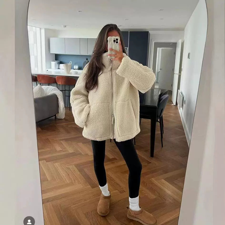Damen Fleecejacke mit hohem Kragen und praktischen Taschen R&B