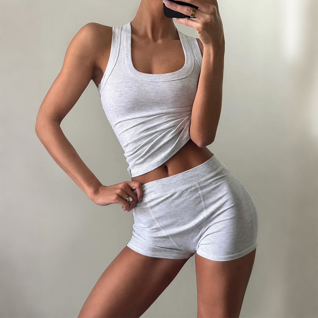 Damen Sportliches Tanktop und Shorts Set R&B