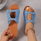 Damen Denim-Stretch Sandalen R&B