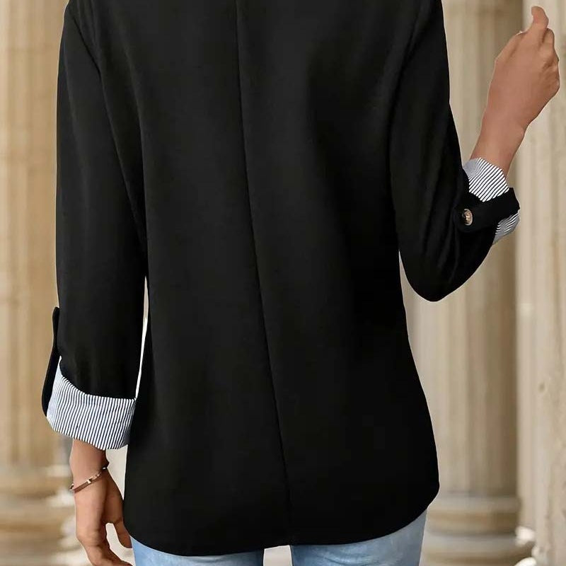 Damen modische Blazerjacke mit eleganten Kontrastdetails R&B