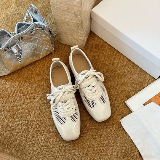 Damen sportive Ballerinas mit atmungsaktivem Netzdesign und glänzender Oberfläche R&B