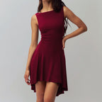 Damen elegantes Kleid mit asymmetrischem Saum und figurbetontem Design R&B