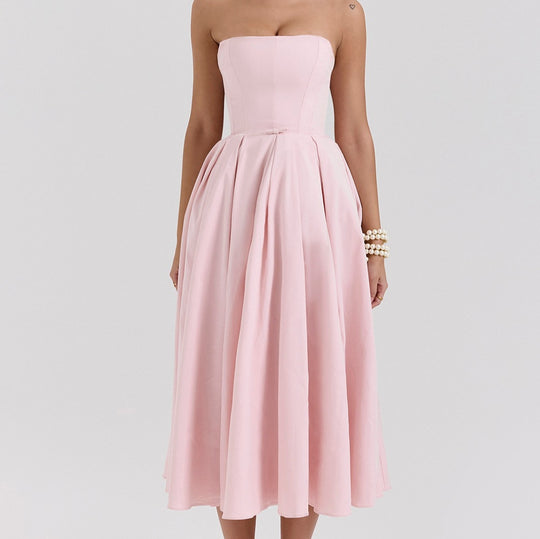 Damen Maxi Kleid mit tailliertem Oberteil und schwingendem Rock R&B