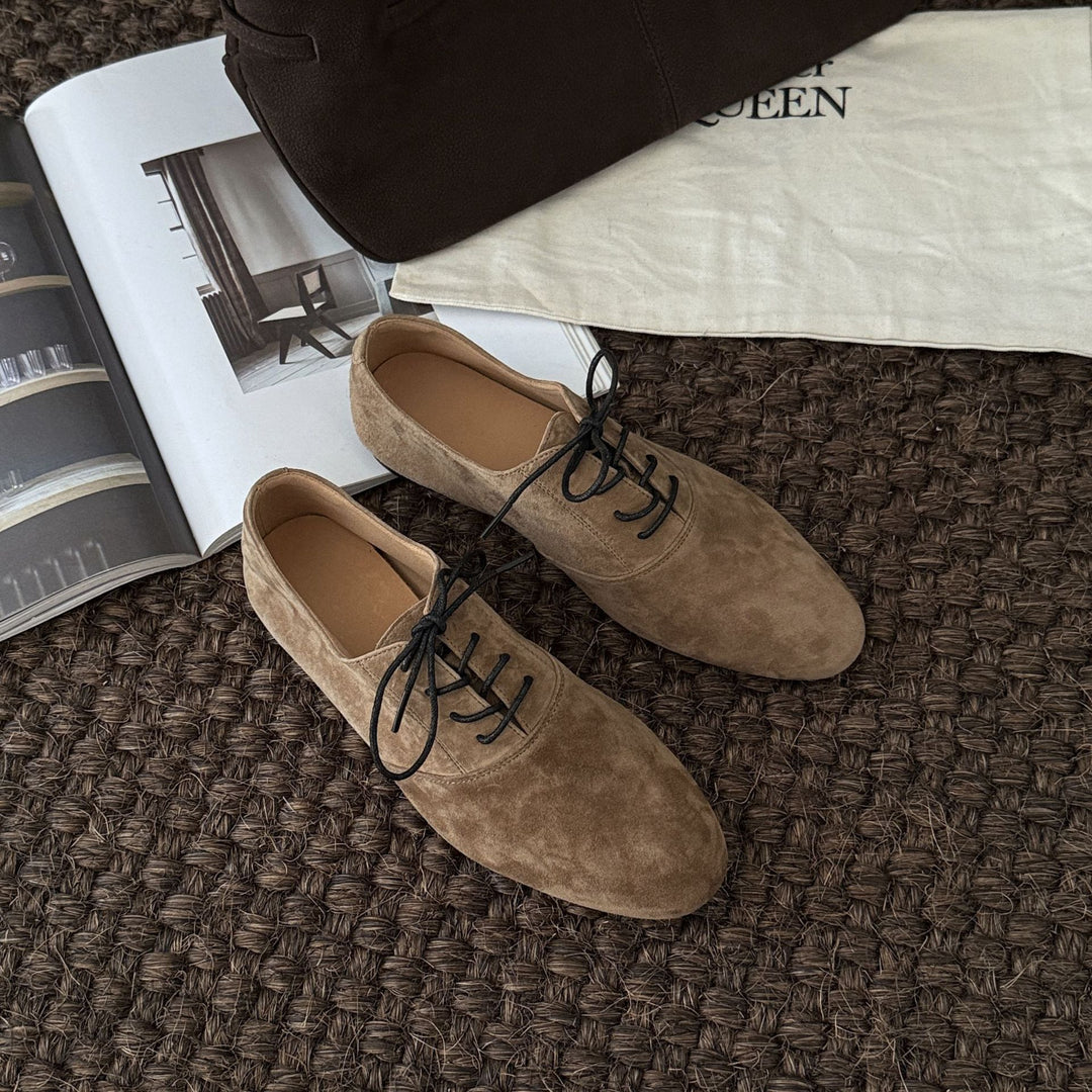 Damen Mokassins aus hochwertigem Wildleder mit elegantem Schnürdesign R&B