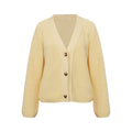 Damen Strickjacke mit großem V-Ausschnitt und Knopfverschluss R&B
