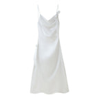 Damen Satin-Kleid mit elegantem Rüschendesign und verstellbaren Trägern R&B