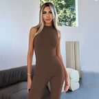 Damen Fließender Jumpsuit mit ausgestellt Bein R&B
