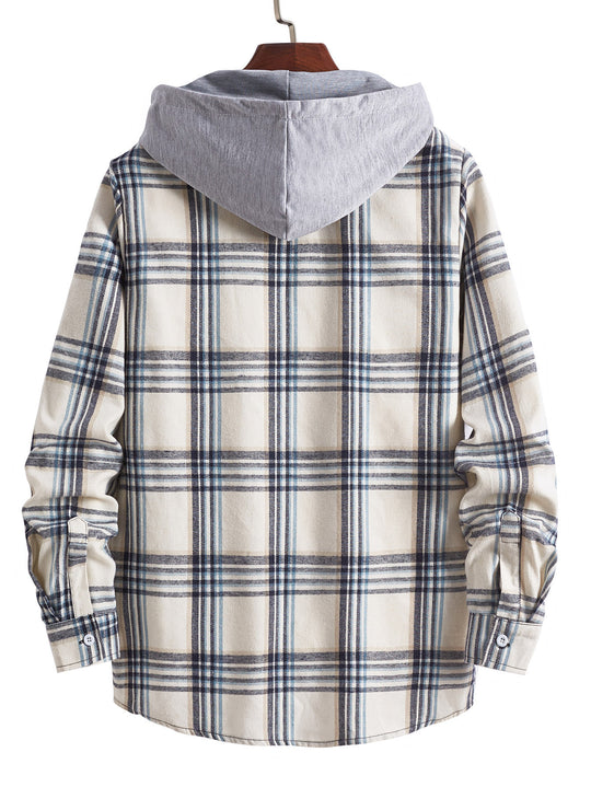 Herren Übergangsbluse mit Kapuze und kariertem Design R&B
