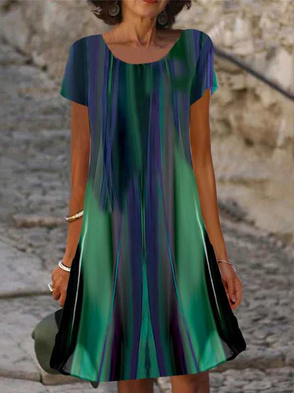 Damen lässiges Sommerkleid mit modernen Mustern und femininem Schnitt R&B