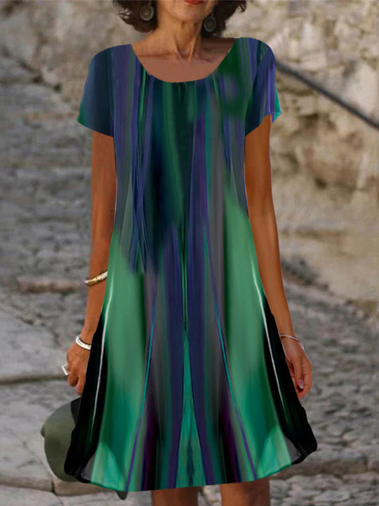 Damen lässiges Sommerkleid mit modernen Mustern und femininem Schnitt R&B