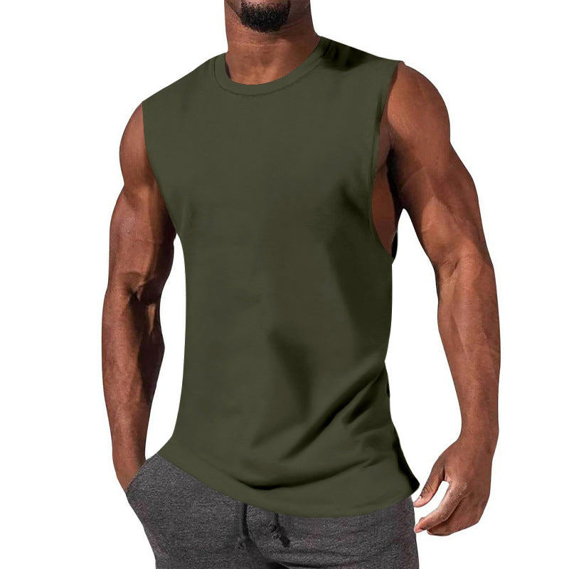Herren nan athletisches Tanktop mit extra tiefem Armanschnitt und elastischem Baumwollmix R&B